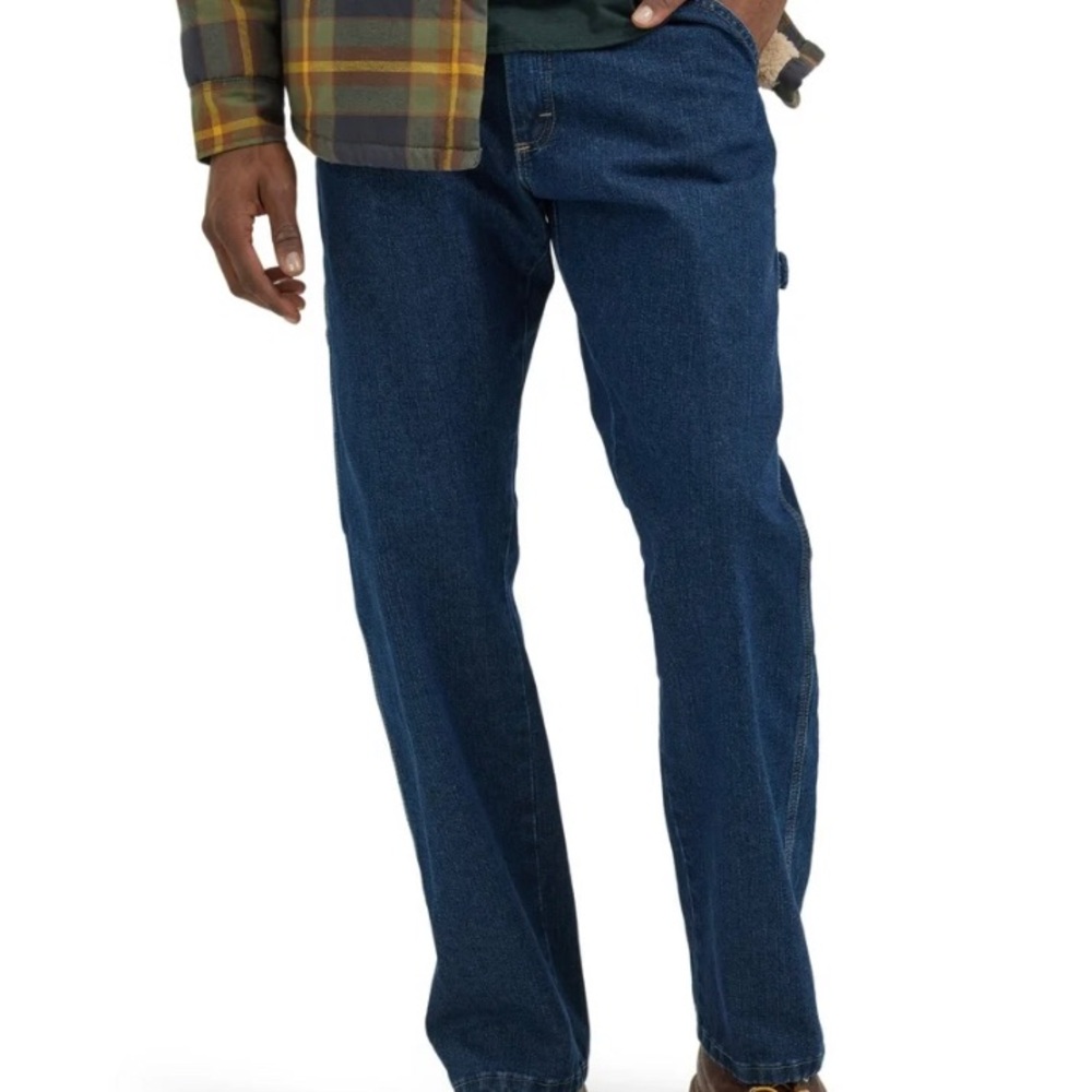 WRANGLER Mens Carpenter Jeans Size 38x34 Relaxed Fit Dark Wash Flex New